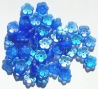 50 3x8mm Transparent Matte Sapphire AB Cupped Flower Beads
